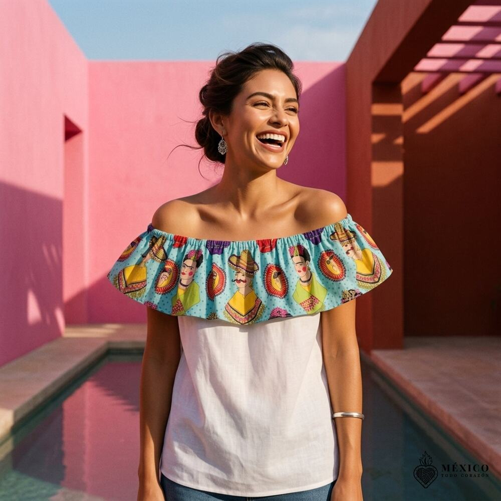 Mexican hand made  Blouse – Handmade design  peasent Large to extra large